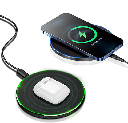 Wireless Charger 15W Fast Charge Aluminum Wireless Charging Pad Compatible with Iphone 16 15 14 13 12 11/XS/XR/8, Samsung Galaxy S25/S24/S23 S22/S21, Note 20/10